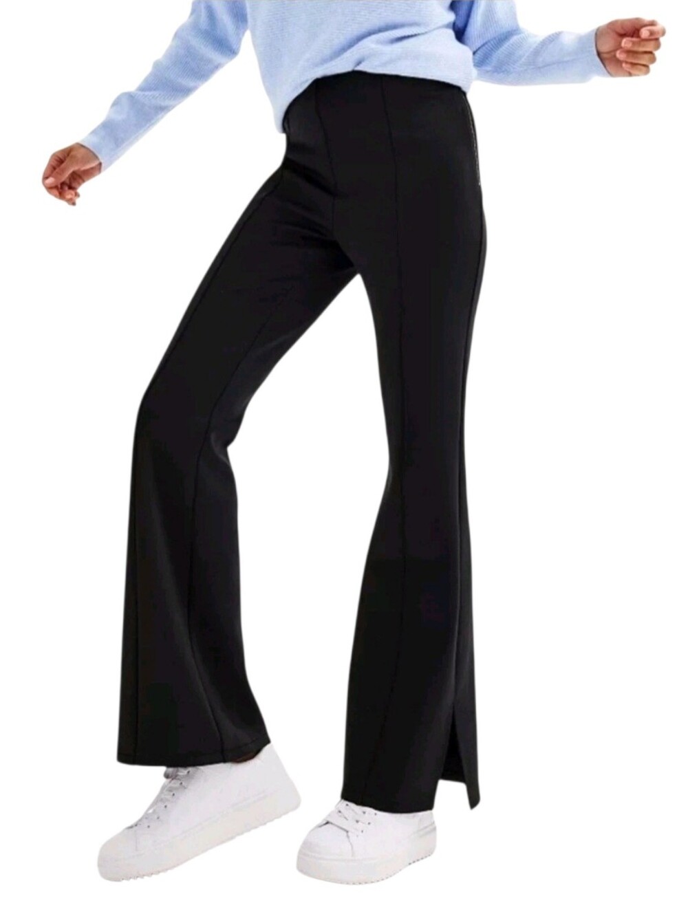Nine West Bottoms Scuba Flare Minimalist Black Pants Sz L